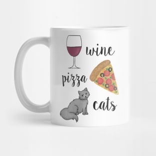 Wine Pizza Cats Mug